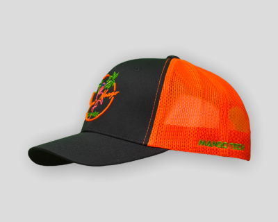 Miami Mango Cannabis Trucker Hat (Charcoal Grey / Orange)
